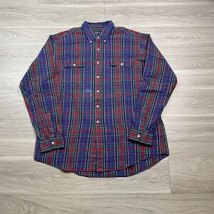Polo Ralph Lauren Shirt Mens Extra Large Purple Workshirt Flannel Plaid Heavy